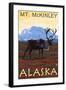 Mt. McKinley, Alaska - Caribou-Lantern Press-Framed Art Print