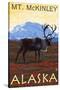 Mt. McKinley, Alaska - Caribou-Lantern Press-Stretched Canvas