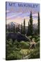 Mt. McKinley, Alaska - Moose and Calf-Lantern Press-Stretched Canvas