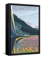 Mt. McKinley, Alaska - Railroad Scene-Lantern Press-Framed Stretched Canvas