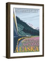 Mt. McKinley, Alaska - Railroad Scene-Lantern Press-Framed Art Print