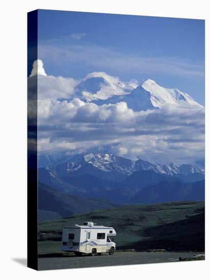 Mt. McKinley and RV, Denali National Park, Alaska, USA-Hugh Rose-Stretched Canvas