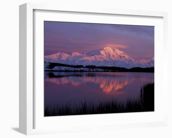 Mt. McKinley Reflected in Pond, Denali National Park, Alaska, USA-Hugh Rose-Framed Premium Photographic Print