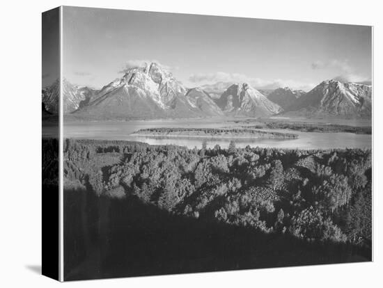 Mt. Moran And Jackson Lake From Signal Hill Grand "Teton NP" Wyoming. 1933-1942-Ansel Adams-Stretched Canvas