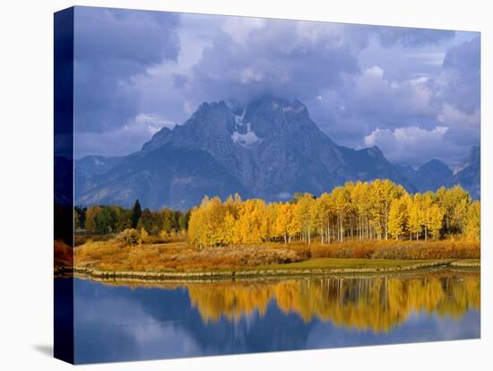 Mt, Moran and Snake River at Oxbow Bend, Grand Teton National Park, Wyoming, USA Autumn-Pete Cairns-Stretched Canvas