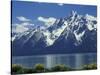 Mt. Moran from Jackson Lake, Grand Teton National Park, Wyoming, USA-Jamie & Judy Wild-Stretched Canvas