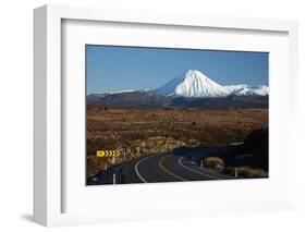 Mt Ngauruhoe and Desert Road, Tongariro National Park, Central Plateau, North Island, New Zealand-David Wall-Framed Photographic Print