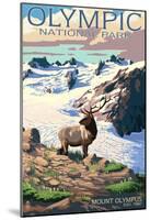 Mt. Olympus And Elk - Olympic National Park, Washington-null-Mounted Poster