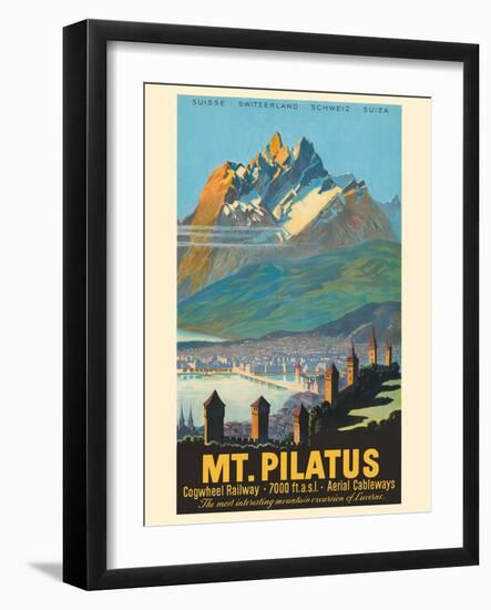 Mt. Pilatus - Lucerne Switzerland - Vintage Railroad Travel Poster, 1958-Pacifica Island Art-Framed Art Print