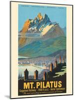 Mt. Pilatus - Lucerne Switzerland - Vintage Railroad Travel Poster, 1958-Pacifica Island Art-Mounted Art Print