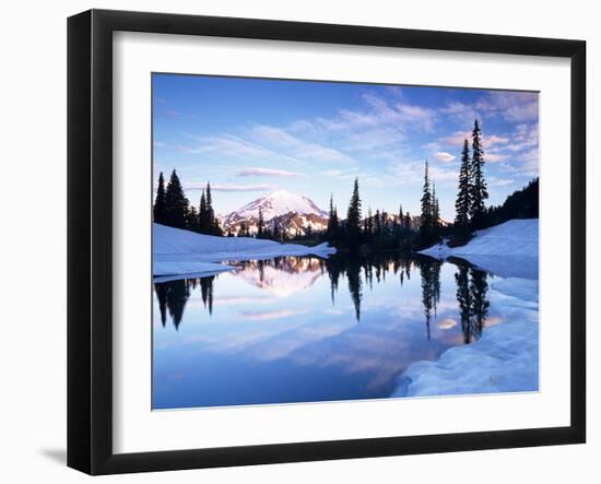 Mt. Rainier and Clouds Reflected in Upper Tipsoo Lake at Sunrise, Mt. Rainier National Park-Jamie & Judy Wild-Framed Photographic Print