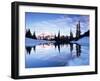 Mt. Rainier and Clouds Reflected in Upper Tipsoo Lake at Sunrise, Mt. Rainier National Park-Jamie & Judy Wild-Framed Photographic Print