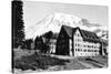 Mt. Rainier and Paradise Inn - Rainier National Park-Lantern Press-Stretched Canvas