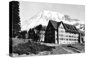 Mt. Rainier and Paradise Inn - Rainier National Park-Lantern Press-Stretched Canvas