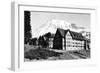 Mt. Rainier and Paradise Inn - Rainier National Park-Lantern Press-Framed Art Print