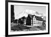 Mt. Rainier and Paradise Inn - Rainier National Park-Lantern Press-Framed Art Print