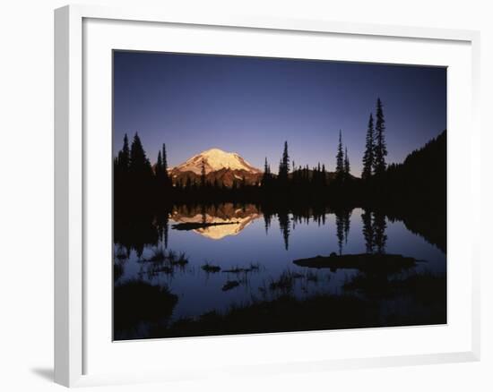 Mt. Rainier and Tipsoo Lake, Mt. Rainier National Park, Washington, USA-Charles Gurche-Framed Photographic Print