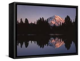 Mt. Rainier at sunset from Eunice Lake, Mt. Rainier National Park, Washington, USA-Charles Gurche-Framed Stretched Canvas