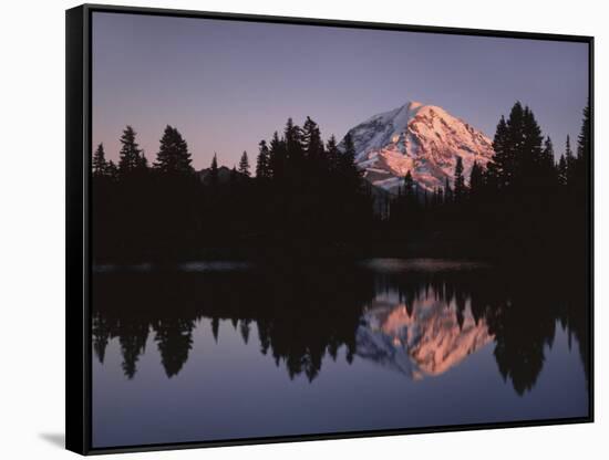 Mt. Rainier at sunset from Eunice Lake, Mt. Rainier National Park, Washington, USA-Charles Gurche-Framed Stretched Canvas