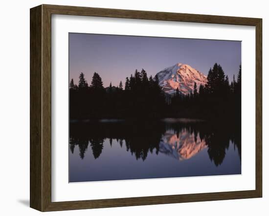 Mt. Rainier at sunset from Eunice Lake, Mt. Rainier National Park, Washington, USA-Charles Gurche-Framed Premium Photographic Print