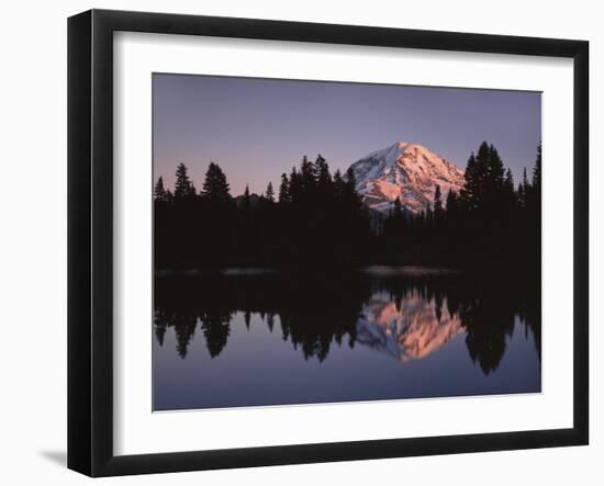 Mt. Rainier at sunset from Eunice Lake, Mt. Rainier National Park, Washington, USA-Charles Gurche-Framed Premium Photographic Print