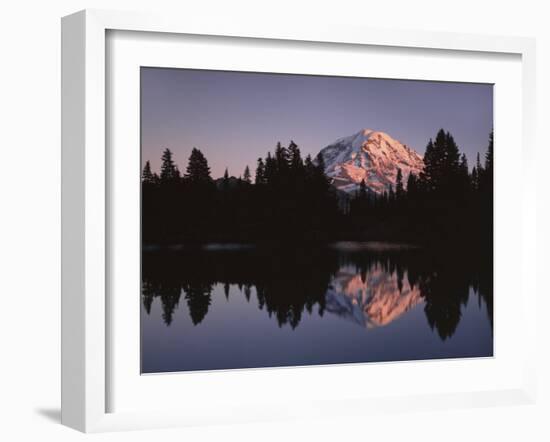 Mt. Rainier at sunset from Eunice Lake, Mt. Rainier National Park, Washington, USA-Charles Gurche-Framed Premium Photographic Print