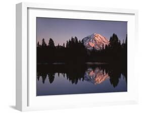 Mt. Rainier at sunset from Eunice Lake, Mt. Rainier National Park, Washington, USA-Charles Gurche-Framed Premium Photographic Print