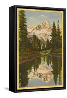 Mt. Rainier from Mirror Lake, Washington-null-Framed Stretched Canvas