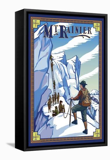 Mt. Rainier Ice Climbers, Washington-Lantern Press-Framed Stretched Canvas