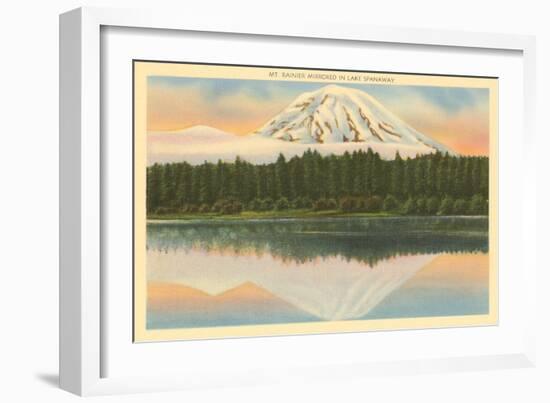 Mt. Rainier, Lake Spanaway, Washington-null-Framed Art Print