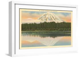 Mt. Rainier, Lake Spanaway, Washington-null-Framed Art Print