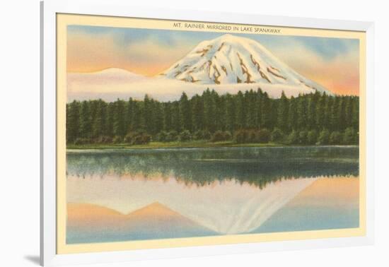 Mt. Rainier, Lake Spanaway, Washington-null-Framed Art Print