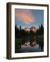 Mt Rainier Reflected in Mirror Pond, Mt Rainier NP, Washington, USA-Gary Luhm-Framed Photographic Print