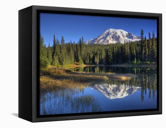 Mt. Rainier Reflected in Reflection Lake, Mt. Rainier National Park, Washington, Usa-Jamie & Judy Wild-Framed Stretched Canvas