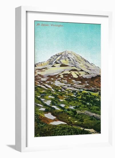 Mt. Rainier View - Rainier National Park-Lantern Press-Framed Art Print