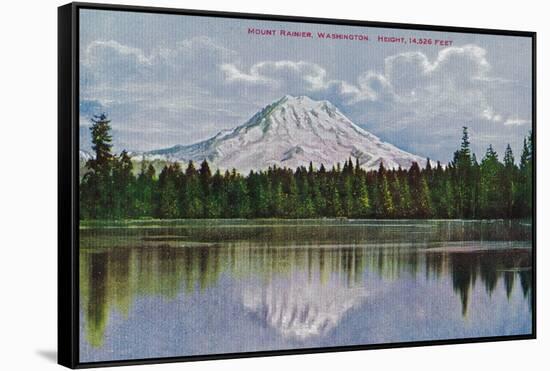 Mt. Rainier View - Rainier National Park-Lantern Press-Framed Stretched Canvas