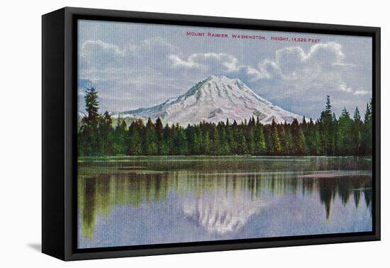 Mt. Rainier View - Rainier National Park-Lantern Press-Framed Stretched Canvas