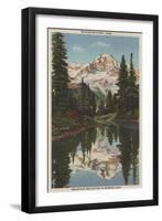 Mt. Rainier, WA - Mirror Lake with Mt. Reflection-Lantern Press-Framed Art Print