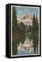 Mt. Rainier, WA - Mirror Lake with Mt. Reflection-Lantern Press-Framed Stretched Canvas