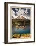 Mt Rainier-Old Red Truck-Framed Giclee Print