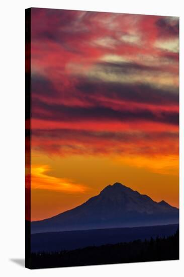 Mt Redoubt Volcano at Skilak Lake, Alaska, the Aleutian Mountain Range-null-Stretched Canvas