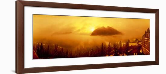 Mt Rundles covered with fog seen from Banff Springs Hotel at sunrise, Banff, Alberta, Canada-Panoramic Images-Framed Photographic Print