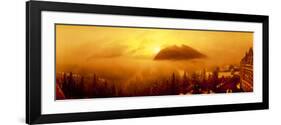 Mt Rundles covered with fog seen from Banff Springs Hotel at sunrise, Banff, Alberta, Canada-Panoramic Images-Framed Photographic Print