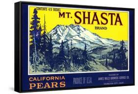 Mt. Shasta Pear Label-null-Framed Stretched Canvas