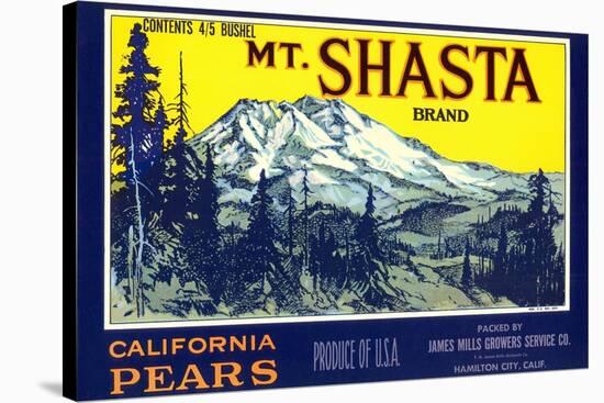 Mt. Shasta Pear Label-null-Stretched Canvas