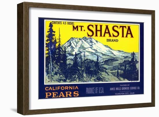 Mt. Shasta Pear Label-null-Framed Art Print