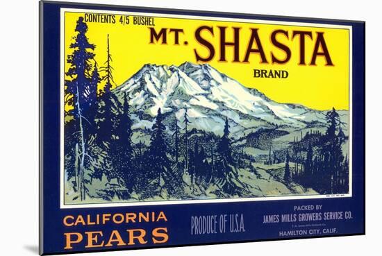 Mt. Shasta Pear Label-null-Mounted Art Print