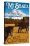 Mt. Shasta - Weed, California - Horses and Mountain-Lantern Press-Stretched Canvas