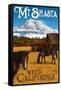 Mt. Shasta - Weed, California - Horses and Mountain-Lantern Press-Framed Stretched Canvas