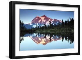 Mt Shuksan from Picture Lake, Mount Baker-Snoqualmie National Forest, Washington, USA-Michel Hersen-Framed Photographic Print